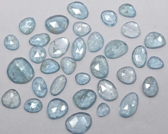 6x5-10x5 MM, Natural Aquamarine Rose Cut Slices Aquamarine Designer Slices Aquamarine Faceted Slices Aquamarine Slices