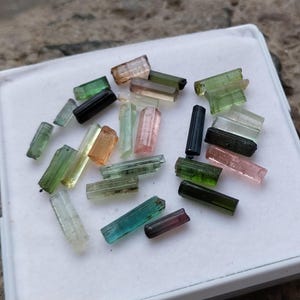 Multi Tourmaline Stick, 6.5 to 13.5 MM Natural Tourmaline RAW Rough 28 Piece, 26.50 Carats Tourmaline Pencil Gemstone For Making Jewelry