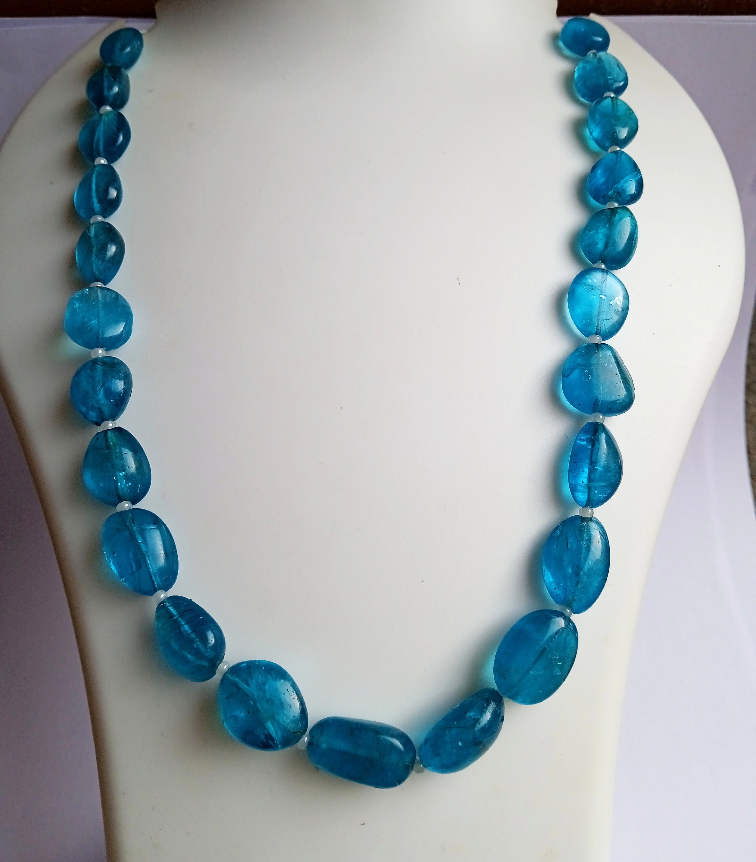 Collana In Apatite Neon Con Perline Sfaccettate – Pietra Naturale, Argento 925, Fatta A Mano In India - 2