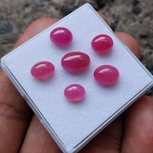 Pink Ruby Oval Cabochon : Untreated Natural Gemstone 6 Pieces 18 Carats