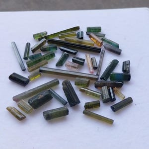 Tourmaline Rough, Natural Multi Tourmaline Pipe/Tube Shape Raw Rough, 40 Carat Multi Color Tourmaline Sticks Gemstone 47 Piece Wholesale Lot