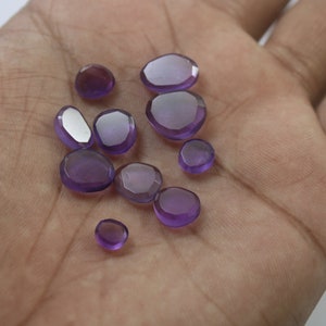 23 Piece Natural Amethyst Faceted Irregular Shape Slice, Transparent Purple Blue Brazilian Amethyst Loose Gemstone For Jewelry Making