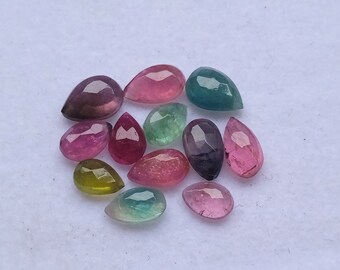 Gemme taglio rosa a pera multitormalina: 9,50 carati, lotto da 12 pezzi