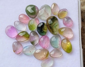 Watermelon Tourmaline Rose Cut Gemstones: 10.50 Carats, 22 Pcs