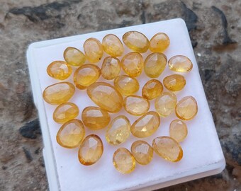 Pierres précieuses de tourmaline jaune dorée : 29 pierres taillées en rose facettées