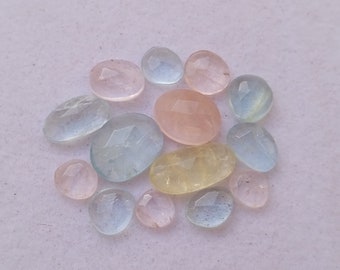 11 Carats Natural Multi Color Aquamarine Rose Cut Loose Gemstone 14 Piece Wholesale Lot, Rose Cut Aquamarine Gemstone For Jewelry