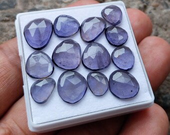 Iolite Rose cut, 13 Pieces Purple Blue Natural Gemstones 23.50 Carats