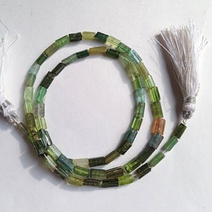 Multi Tourmaline Tube Beads: Natural Gemstone Jewelry (16 Inch)