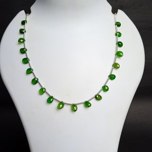 25 Carat Natural Top Grade Green Chrome Diopside Beads 8 Inch, Chrome Diopside Rose Cut Gemstone For Necklace Jewelry