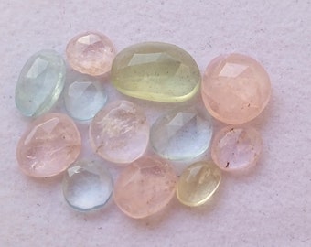 13.5 Carat Natural Multi Aquamarine Rose Cut Gemstone 10 Piece Wholesale Lot, Rose Cut Aquamarine Gemstone For Jewelry