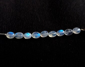 25 Carat Natural Blue Fire White Rainbow Moonstone Smooth Oval Briolette Shape 3.5 Inch Beads, Moonstone Gemstone For Bracelet Jewelry