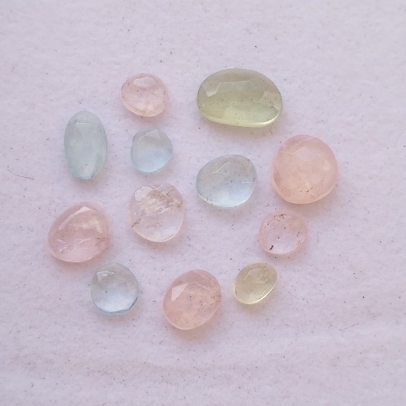 13.5 Carat Natural Multi Aquamarine Rose Cut Gemstone 10 Piece Wholesale Lot, Rose Cut Aquamarine Gemstone For Jewelry image 6