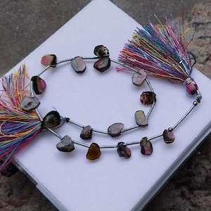 Watermelon Tourmaline Beads, Natural Tourmaline Pink Green Watermelon Slice 8 Inch, Bi Color Tourmaline For Necklace