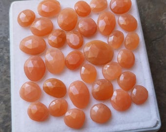 Reddish Peach Moonstone Rose Cut Gemstone Lot: 44.5 Carats, 33 Pieces