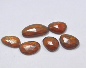 38.80 Carat 10.5x13.5 to 10.5x20 MM Faceted Natural Orange Kyanite Rose Cut 6 Piece Lot, Untreated Orange Kyanite Gemstone