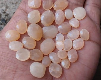 100 Carat Peach Moonstone Rose Cut Gemstones: 32 Piece