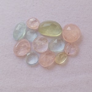 13.5 Carat Natural Multi Aquamarine Rose Cut Gemstone 10 Piece Wholesale Lot, Rose Cut Aquamarine Gemstone For Jewelry image 5
