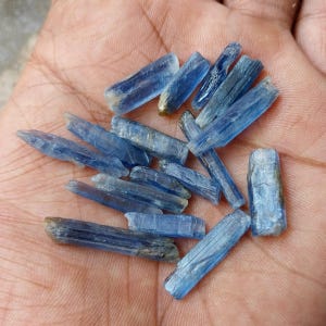 Natural Kyanite Stick Rough, 15 to 28 MM Untreated Blue Kyanite Pencil Shape RAW Rough, 80 Carats Loose Gemstone 17 Piece