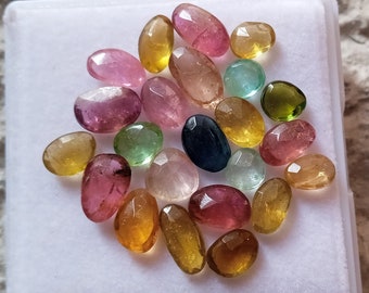 Lot de tourmaline multicolore : pierres taillées roses facettées de 16 carats