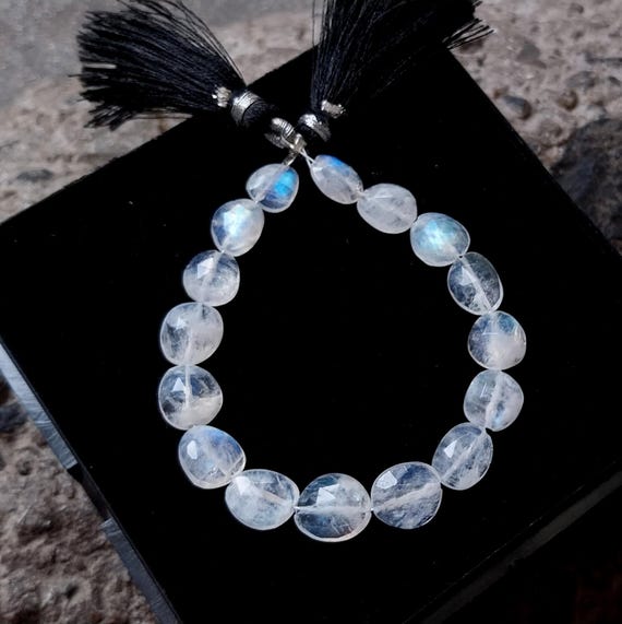 Lot De Perles En Pierre De Lune Arc-en-ciel Naturelle - 100% Naturelle, Forme Pièce, Longueur 13 Pouces