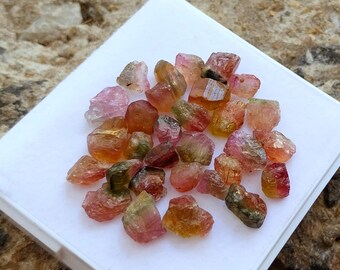 Raw Watermelon Tourmaline Gemstone: 52.5 Carat Bi-Color Rough Crystals