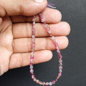 3.5 to 5 MM Natural Pink Bi Tourmaline Beads 8 Inch, 23 Carat Top Bi Color Tourmaline Smooth Flat Round Shape Gemstone Necklace
