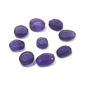 9 Piece Natural Top Amethyst Faceted Irregular Shape Slice, Transparent Purple Blue Brazilian Amethyst Loose Gemstone For Jewelry Making