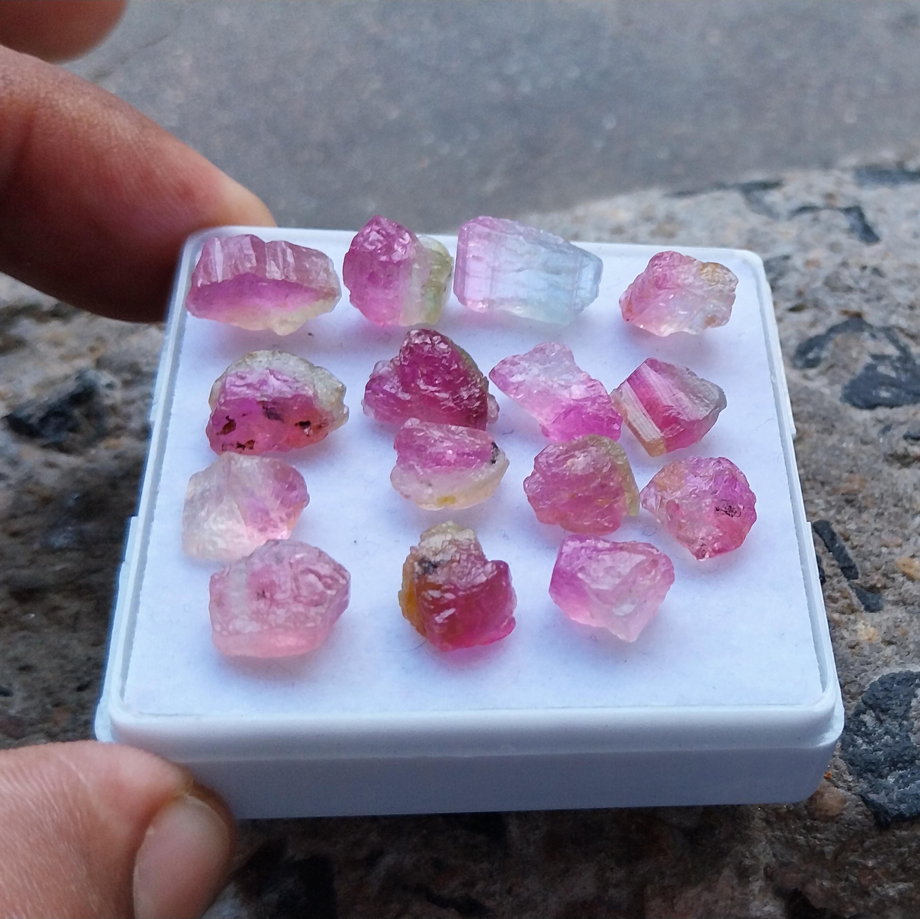 原石ウォーターメロントルマリン：39カラット、未処理のバイカラー結晶