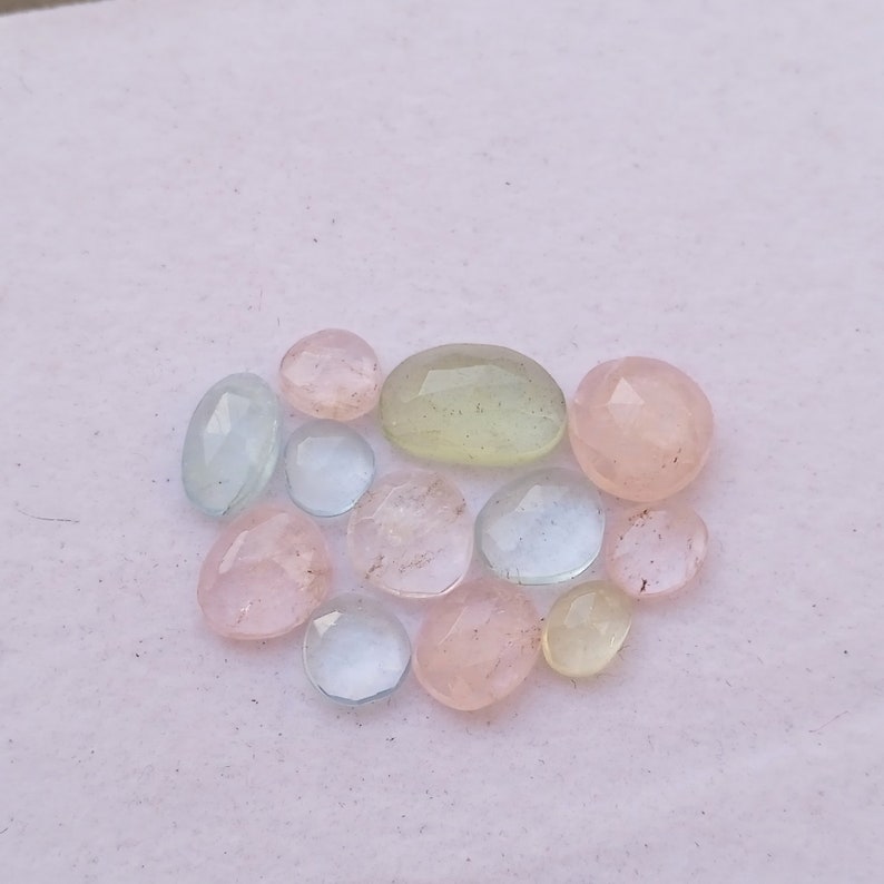 13.5 Carat Natural Multi Aquamarine Rose Cut Gemstone 10 Piece Wholesale Lot, Rose Cut Aquamarine Gemstone For Jewelry image 4