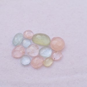 13.5 Carat Natural Multi Aquamarine Rose Cut Gemstone 10 Piece Wholesale Lot, Rose Cut Aquamarine Gemstone For Jewelry image 7