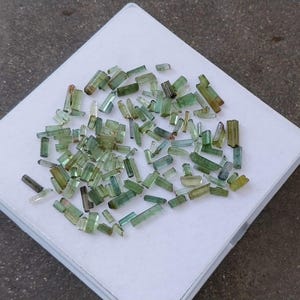 Green Tourmaline Rough, Natural Green Tourmaline Pipe/Tube Shape Raw Rough 4 to 13 MM Tiny Size, 46 Carat Tourmaline Wholesale Lot