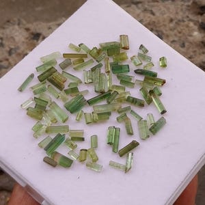 Green Tourmaline, 100 Piece Natural Light Green Tourmaline Pipe/Tube Shape Raw Rough, Green Tourmaline Sticks Loose Gemstone Wholesale Lot