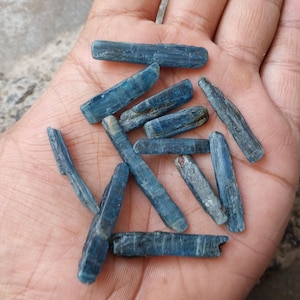 Natural Blue Kyanite Stick Rough 12 Piece, 21 to 42 MM Blue Kyanite Pencil Shape RAW Rough 118 Carats For Jewelry Making