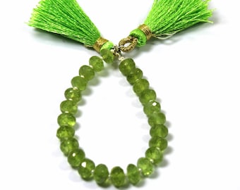 6 MM 40 Carat Natural Peridot Roundel Cut 4.5 inch Beads, Faceted Roundel Shape Green Peridot Gemstone Necklace Jewellery