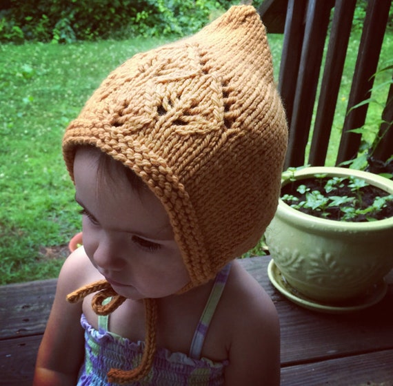 Little Sprout Aran Weight Baby Bonnet Knitting PATTERN Pdf Melissa