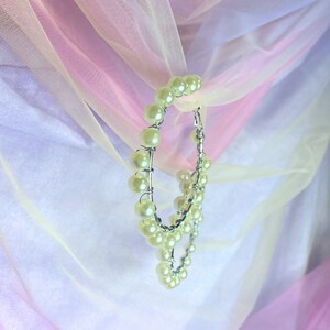 pearl wire wrapped bead hoop earrings