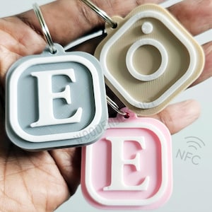 Smart NFC Logo Keychain, Scannable Social Media Digital Business Card, Small Business Keychain, Iphone, Android, Minimalist, Instagram, Etsy