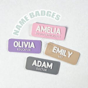 Custom Name Badges, Magnetic Backing, 3D Printed, Light Weight Custom Name Badges, PLA Plastic Name Tag, Personalized Teacher Nurses Gift