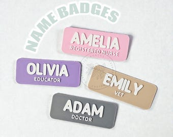 Custom Name Badges, Magnetic Backing, 3D Printed, Light Weight Custom Name Badges, PLA Plastic Name Tag, Personalized Teacher Nurses Gift