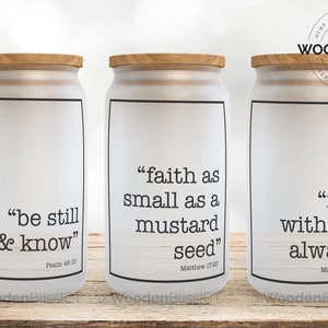 Pick a Scripture Glass Can, Personalized Cup, Christian Coffee Glass Can, Christian Gifts for Men, Bible Verse Glass Cup, Coffee Cup
