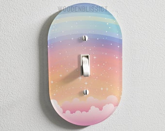 Dreamy Rainbow Cloud Light Switch Cover, Laser Cut Acrylic, Home Decor, Single Standard or Rocker Switch, Cute Switch Cover, Kids Room Decor