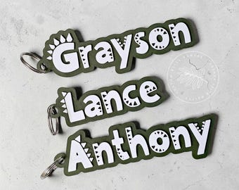Custom Dinosaur Keychain for Kids Back Pack, Athlete Sports Bag Charm, 3D Printed Name Tag for Luggage, Children Gift, Personalized Bag Tag