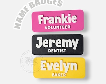 Magnetic Name Badges, Magnetic Backing, 3D Printed, Light Weight Custom Name Badges, PLA Plastic Name Tag, Personalized Teacher Nurses Gift