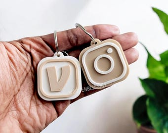 NFC Enabled Logo Keychain, Scannable Social Media Digital Business Card, Small Business Keychain, Iphone, Android, Minimalist, Tap to Pay