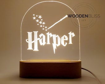 Magic Wizard Name LED Night Light, Personalized Night Light, 7 Color Choices, Nursery Light, Kid Gifts, Christmas Present, Holiday Decor