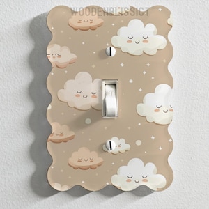 Switch Cover Plate, Nursery Themed Clouds, Neutral Colors Decor, First Home Decor, Gender Neutral Decor, Switch Plate Cover, Handmade in USA