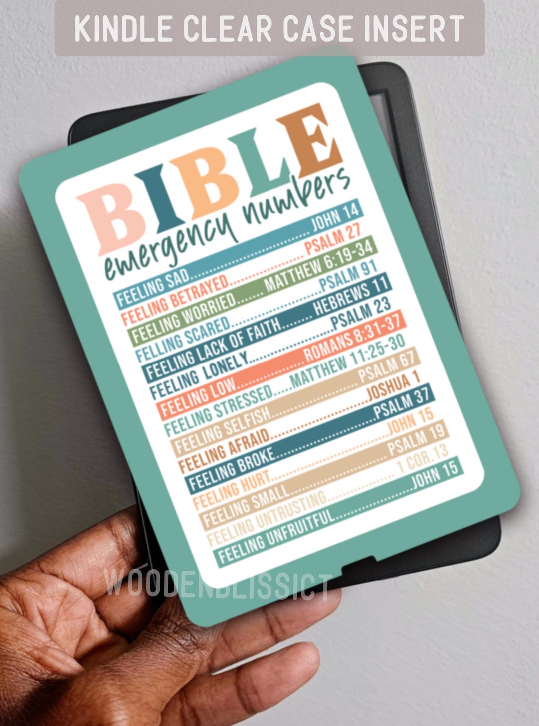 Kindle Clear Case Insert, Bible Emergency Scripture Numbers Pattern ...