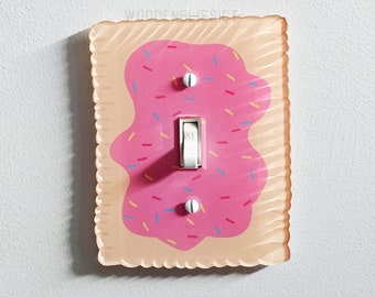 Toaster Breakfast Pastry Light Switch Cover, Laser Cut Acrylic, Screws Included, Single Standard or Rocker Switch option, Renter Friendly