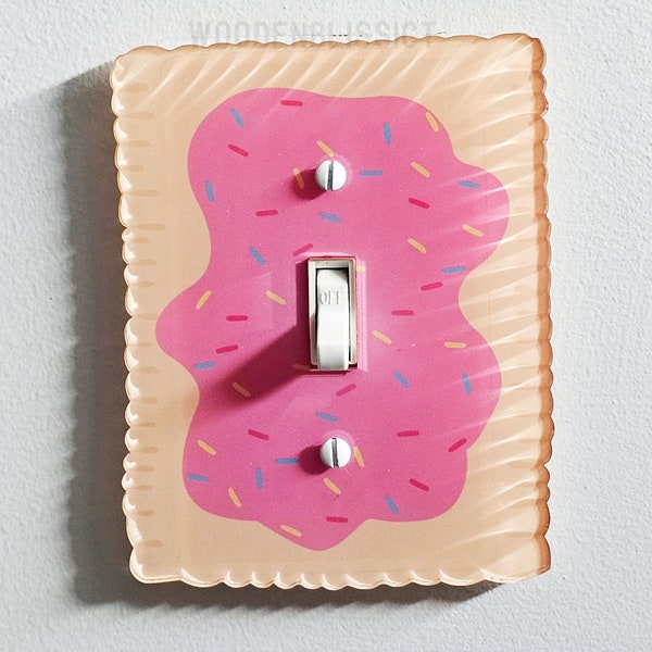 Toaster Breakfast Pastry Light Switch Cover, Laser Cut Acrylic, Home Decor, Single Standard or Rocker Switch option, Renter Friendly