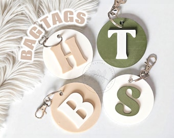 Initial Keychain Bag Tag Personalized, Pick Your Initial, Back to School, Backpack Name Tag, Luggage Tag